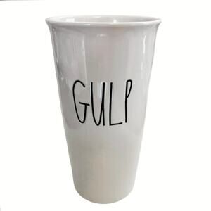 Rae Dunn “GULP” Travel Mug • White Ceramic • No Lid